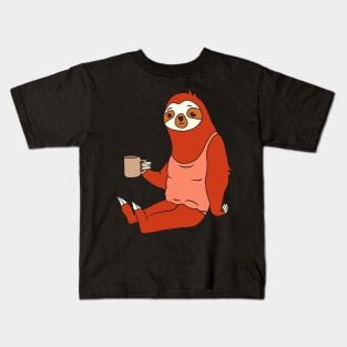 Lazy Sloth With Coffee Kids T-Shirt